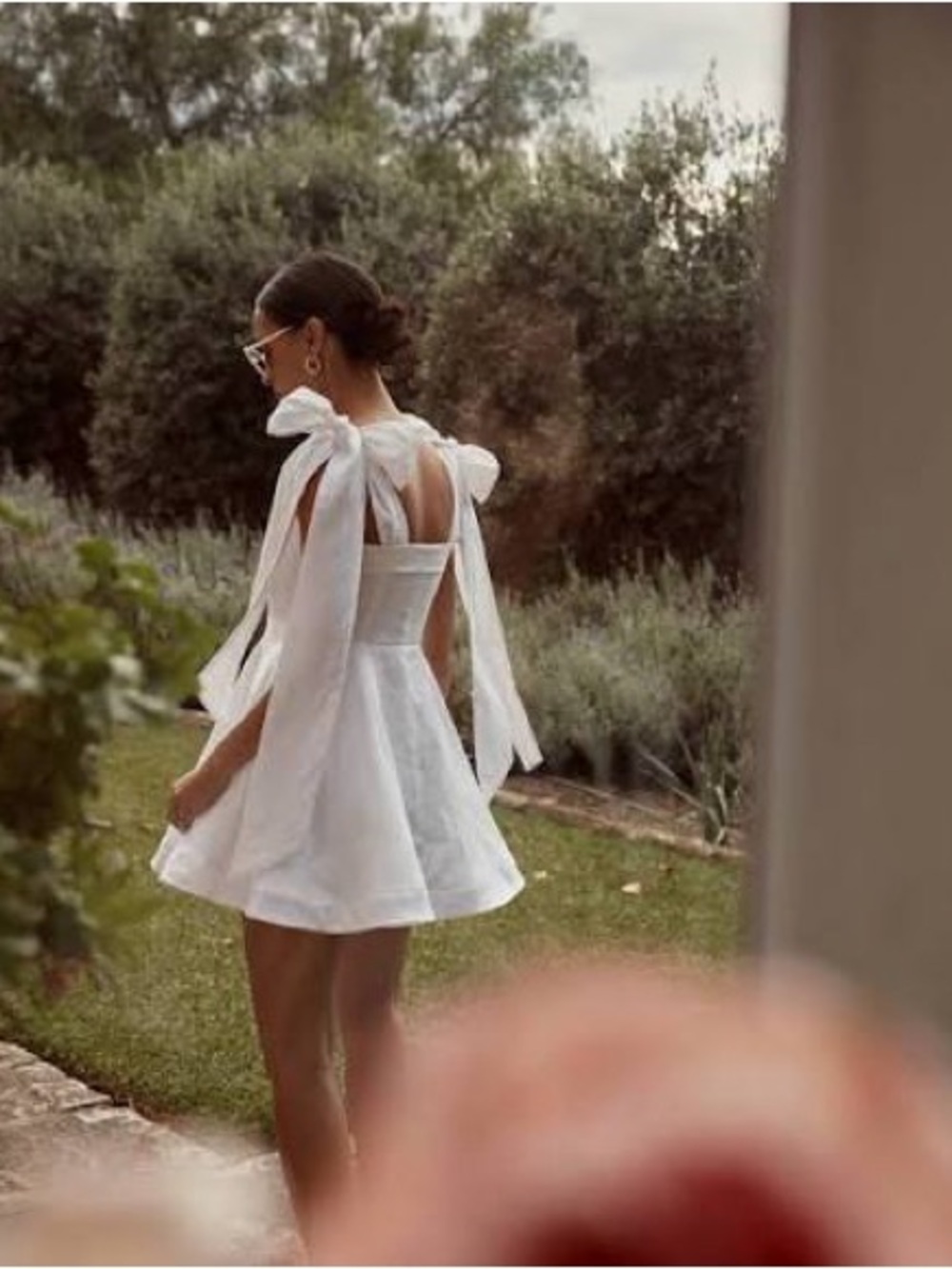 DISSH Inspired White Bow-Tie Shoulder Mini Dress